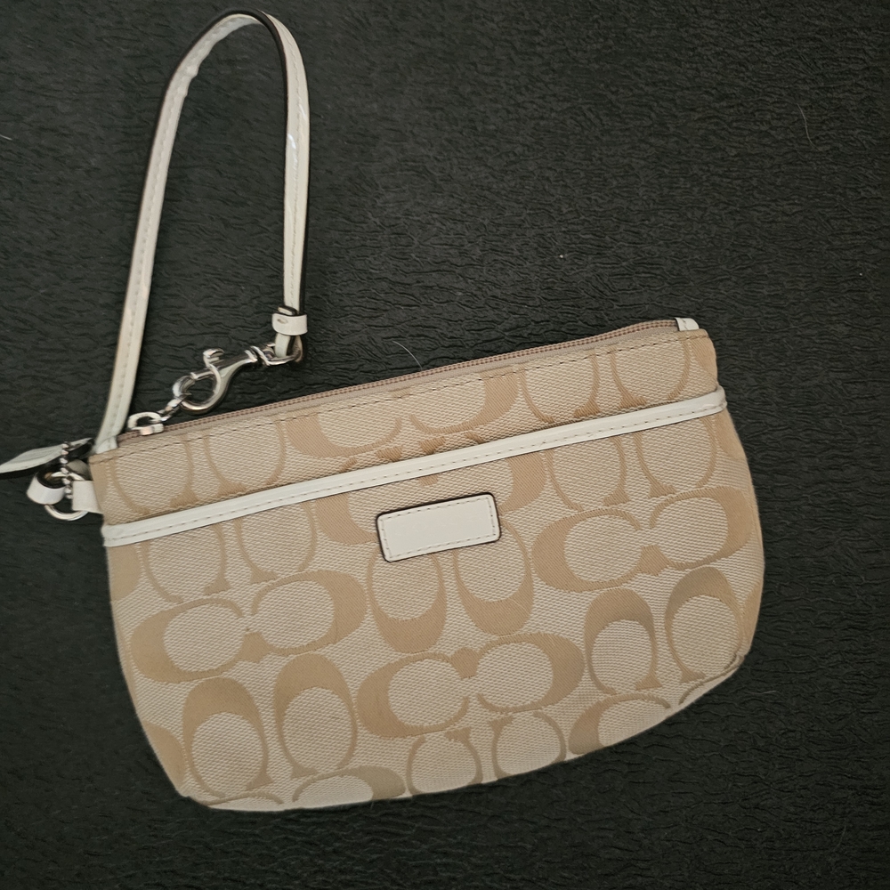 Coach Tan and Cream Wristlet